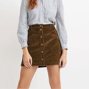 Madewell Corduroy A-Line Snap Mini Skirt